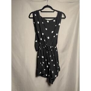 Posh Pua Black Floral Romper Tie Back Sleeveless 100% Rayon Hawaii Size M